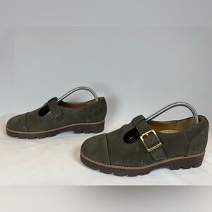 Vionic Carmen T-Strap Mary Jane Flats | Olive Green | Women’s 8.5 Wide | NWOT